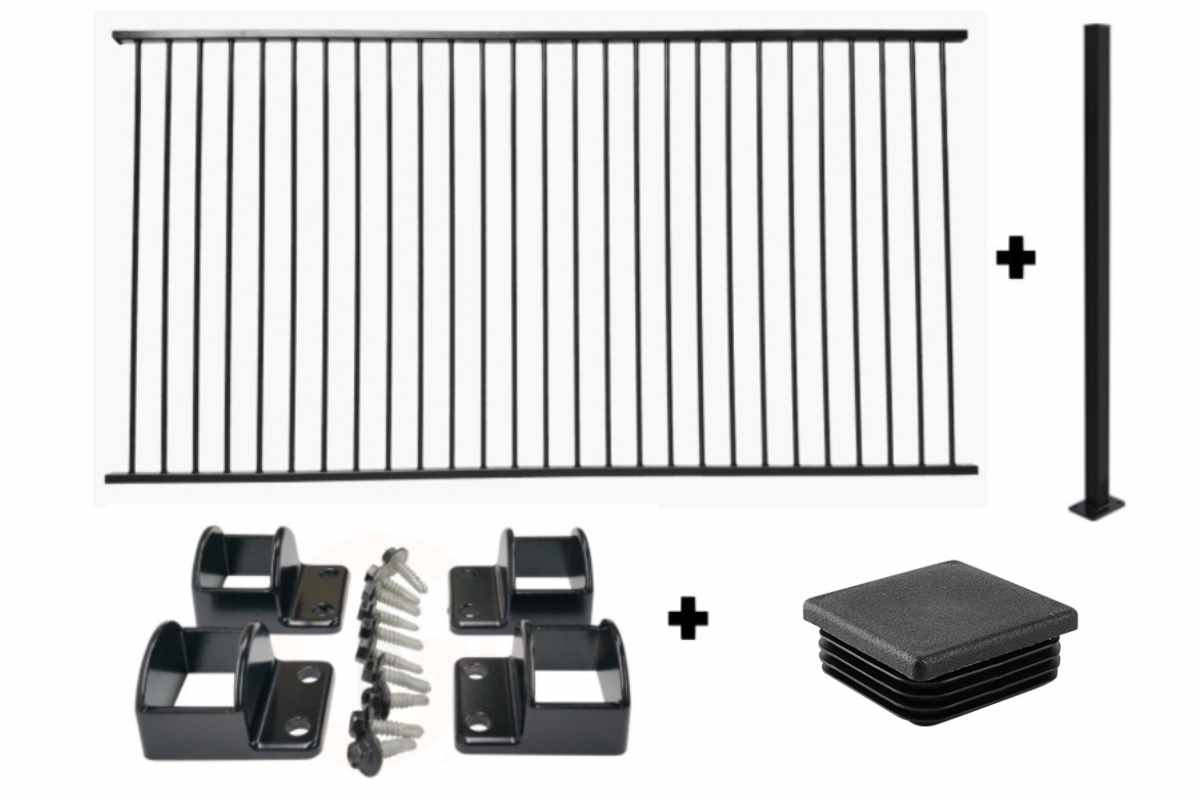 Pool Safe Fence Panel + Panel Fittings Set + 1.3m Base Plated 'Bolt-Down' Fence Post - EASY-BUY Package Deal (Now includes QLD, NSW, VIC, SA, WA + Brisbane & Gold Coast). Black Aluminium -*2.4m Long x 1.2m High Questions & Answers