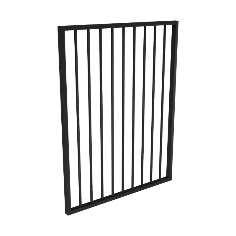 What is the size of the tubing that makes up the frame, also what type of hinge is required for attaching to a steel post?