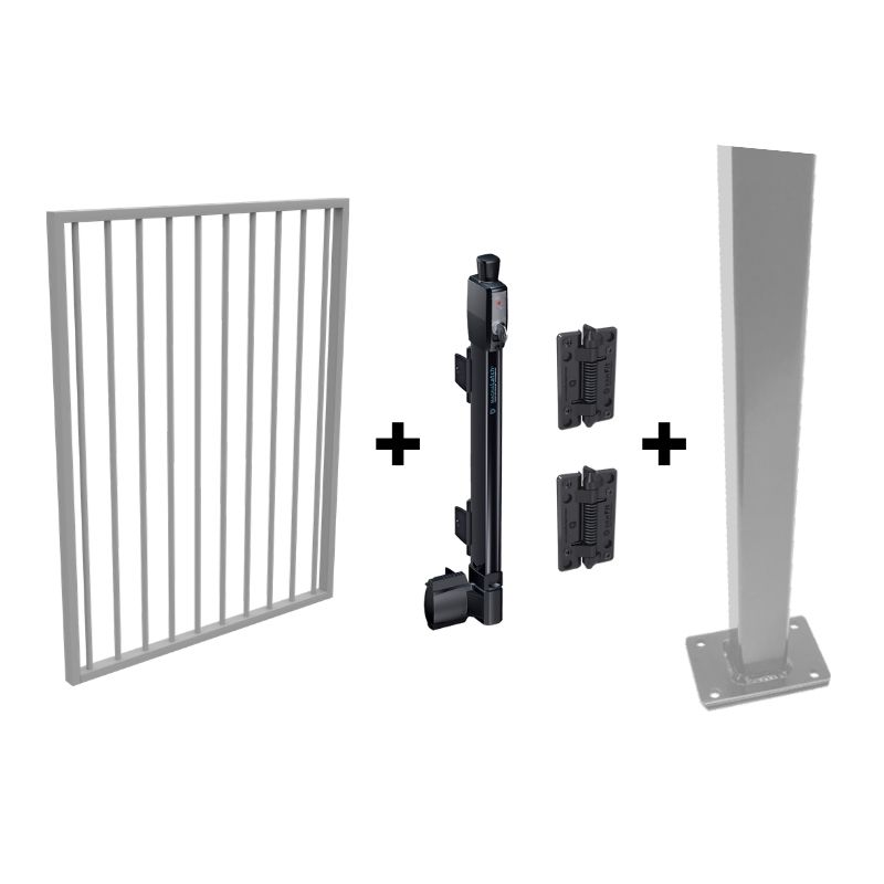 Pool Safe Gate Kit - Easy-Buy Pool Gate Package - with flanged (base plated) latch post (1.6m) to bolt down - Colour is your choice! Questions & Answers