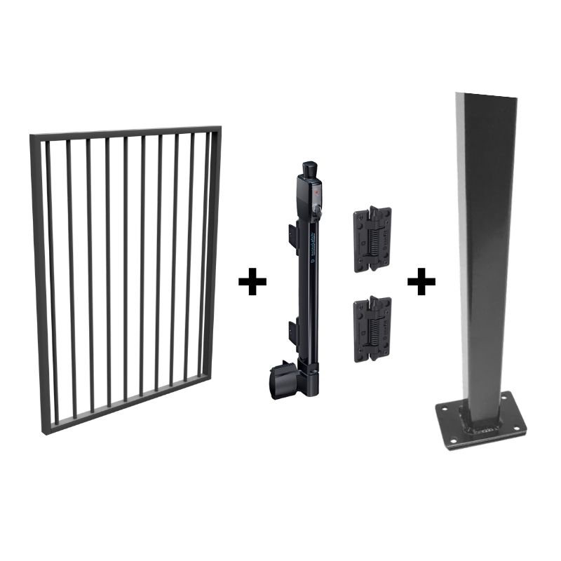 Pool Safe Gate Kit - Easy-Buy Pool Gate Package - with flanged (base plated) latch post (1.6m) to bolt down - Woodland Grey Questions & Answers