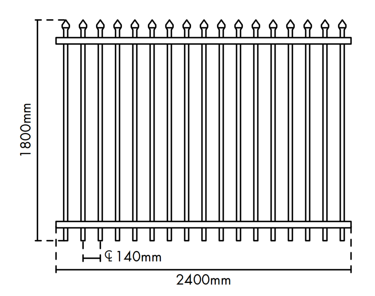 1.8m high x 2.4m Aluminium Security Fence Panel, Powder Coated Black Questions & Answers