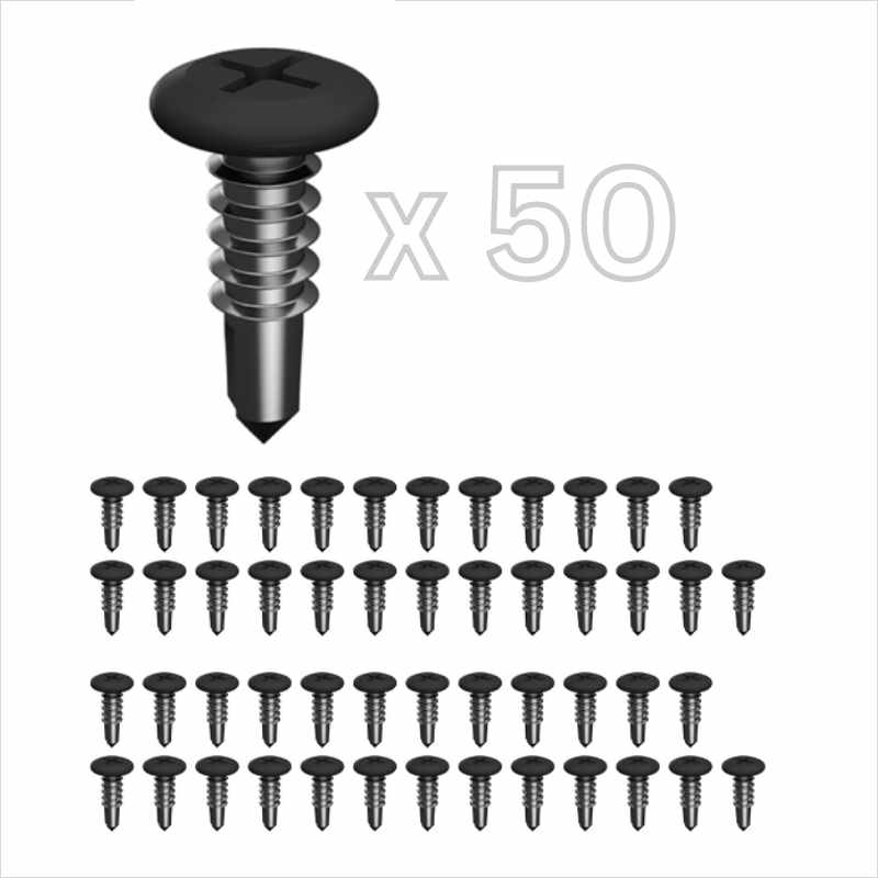 50 x Premium Perf. Stainless Steel Wafer Head Self Tapping Screws - 16mm long - Black (These screws are included in the EASY-BUY COMPLETE KITS) Questions & Answers