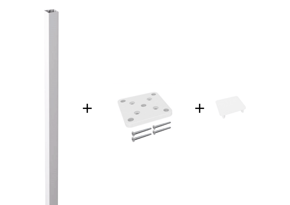 POST & BASE PLATE EASY-BUY BUNDLE - Heavy Duty Aluminium Fence & Gate Post with Cap & Base Plate Kit - 50x50mm x 2.4m Long - (cut to any desired length) Used for 1.8m high fence - Premium Pearl White Questions & Answers